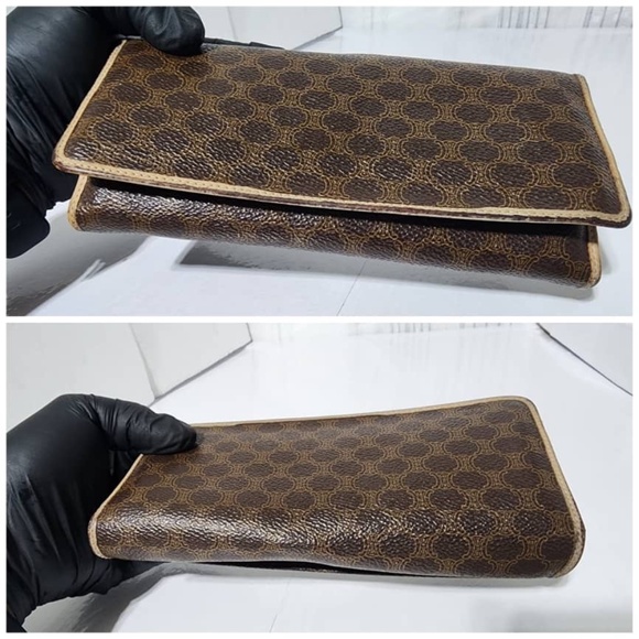 Authentic Celine Vintage Macadam Wallet Brown/Peach - Picture 9 of 13